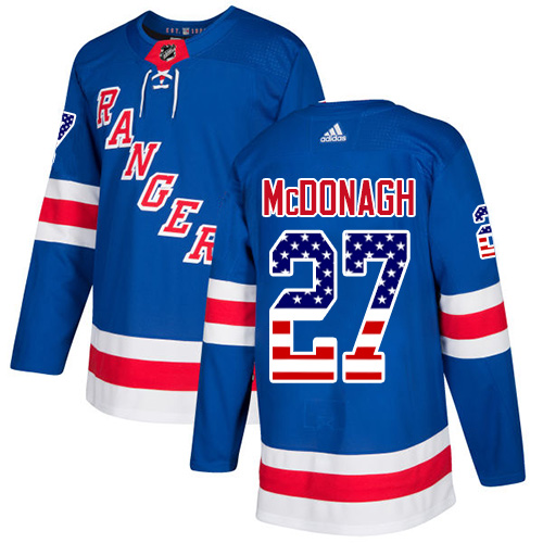Adidas Rangers #27 Ryan McDonagh Royal Blue Home Authentic USA Flag Stitched Youth NHL Jersey